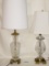 Cut & Ribbed Glass & Gold Tone Table Lamps