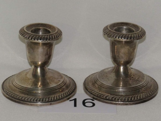 Sterling Silver Weighted #604 Candleholders By Hunt-Hallmark