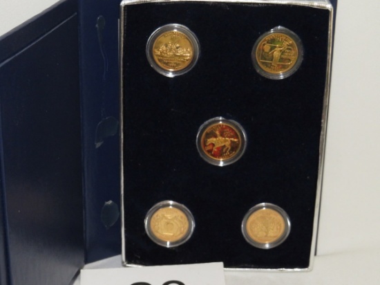 Five 1999 "Gold Proof Edition" 50 State Quarters