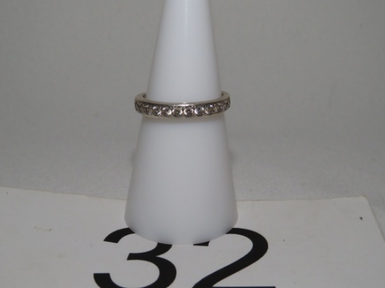 Sterling Silver 14 Clear Stone Anniversary Ring