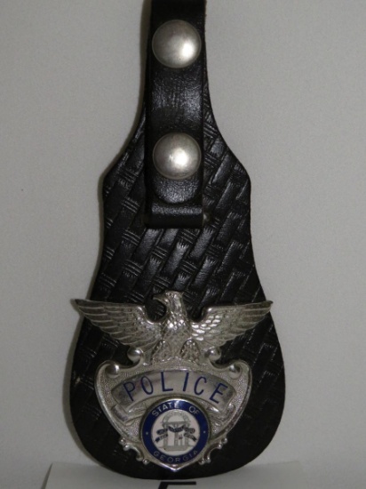 Georgia State Trooper Badge W/Leather Carrier