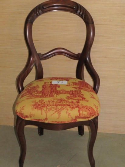 Wonderful Solid Wood Occasional Chair W/Asian Inspired Padded Seat
