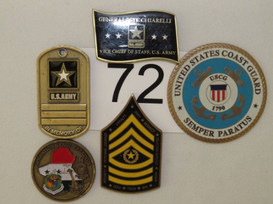 Military Metal Rembrance Badges Including Iraqi Freedom & Coast Guard
