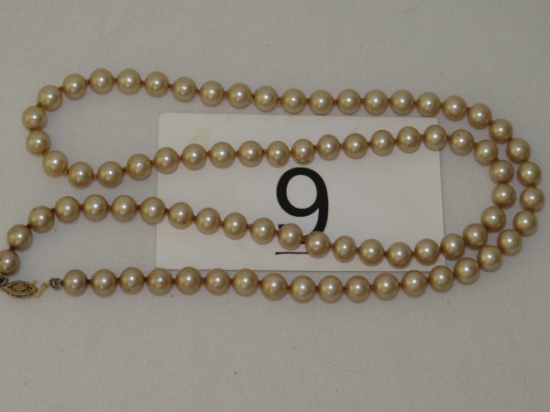 Vintage 26" Pearl Necklace W/14K Clasp