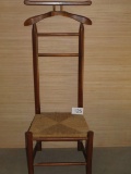 Vintage Solid Wood Valet W/Rush Seat