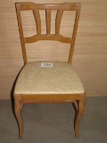 Vintage Solid Wood Chair W/Vinyl Seat