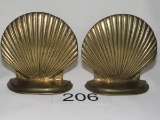 Heavy Solid Brass Seashell Bookends