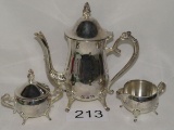 NICE Matching Silver Finish Teapot, Sugar & Lidded Creamer