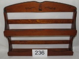 Vintage Solid Wood Spice Rack W/Carved Ship Accent