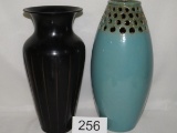 Tall Metal & Gloss Pottery Vases