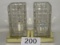 Thick Clear Glass Beveled Cube Style Accent Lamps W/Gold Tone Square Bases