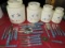 LARGE Stoneware Duck Themed Stoneware Canisters & 26 Piece Cutlery Set