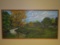 Wood Framed Rural River Scene Oil On Canvas