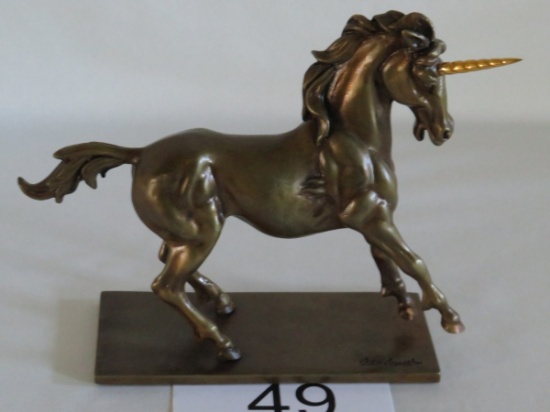 Artist Signed Brass Unicorn