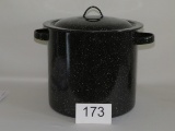 Large Handled Enameled Pot W/Lid