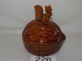 Vintage Lidded Squirrel Themed Nut Dish