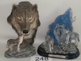 Detailed Composite Wolf Statues Including Bradford Exchange