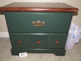 Green 2 Drawer Nightstand W/Wood Finish Top