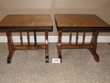 Matching Solid Wood Trestle Style Side/End Tables