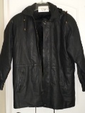 Super Nice Men's Heavy Leather Hooded Coat By Protocol Pan United, USA