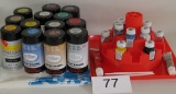 Spray Enamels, Model Paint & Brushes W/Swivel Storage Caddy