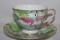 Colorful Flamingo Themed Porcelain China Cup & Saucer W/Gold Trim