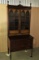 Stately Antique Double Door Wood Secretary W/Unique Inlay & Finials