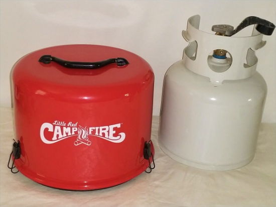 CAMCO "Little Red Campfire" Portable 65,000 BTU Propane Outdoor Camp Fire W/12 Gallon Propane Tank