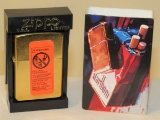 2002 Zippo Marlboro Gold Tone Lighter W/Original Case & Labels