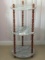 3 Tier Marble Table W/Wood Spindle Supports