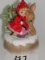 Vintage Lefton Christmas Themed Deer & Young Girl Musical Figurine #8147
