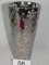 Tall Silver Raised Scrolled Chrome Finish Ceramic Vase