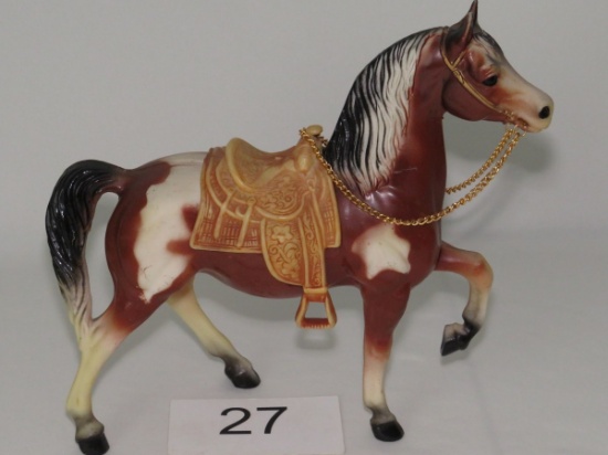 Vintage Diamond P Molded Plastic Horse W/Removable Saddle