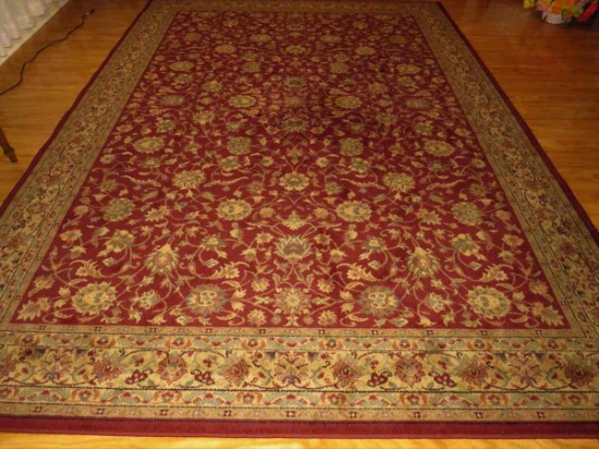 Shaw 10ft x 7ft Dark Burgundy Floral Area Rug W/Padding