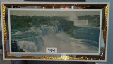 Niagra & Rainbow Falls Vintage Photo W/Unique Mirrored Gold & White Frame