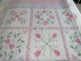 Lightweight Quilted Floral & Heart Themed Bedspread