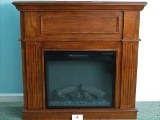 Twin Star Electric Wood Finish Fireplace W/Remote & Manual