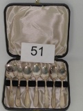 Sheffield England Silver Plate Vintage Spoons In Hard Shell Satin Line Presentation Case