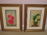POSH Italy Bias-Relief(3D) Framed Lillies & Roses