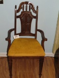 Vintage Baroque Armed Chair W/Velour Gold Padded Seat