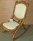 Charming Vintage Folding Carved Wood Rocker W/Padded Back & Seat