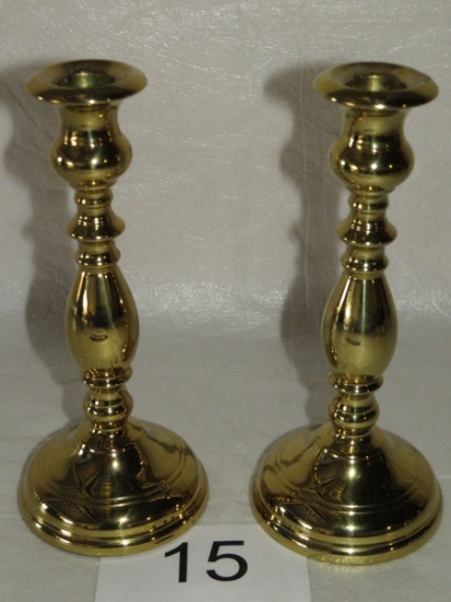 Virginia Metal Crafters Tall Brass Candlesticks