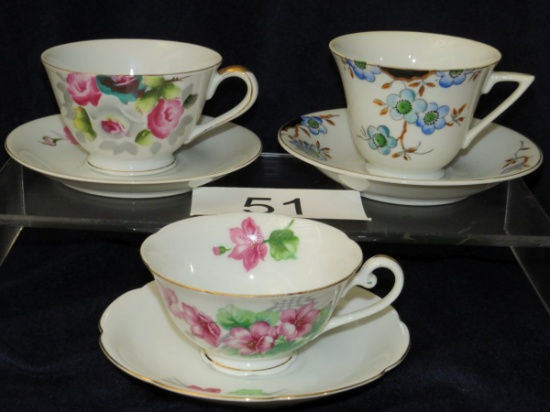 Vintage Occupied Japan Cups & Saucers-Including Gold & Diamond China