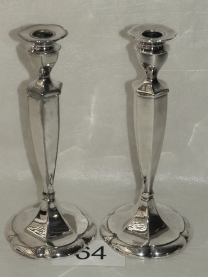 Tall Polished Benedict Proctor Silver Plate Candlesticks #2434