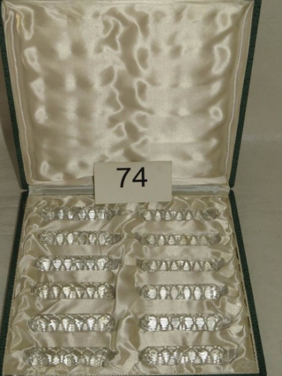 12 Clear Diamond Cut Knife Rest In Satin Lined Case