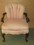Vintage Tufted & Ribbed Back Occasional Chair W/Bentwood Style Arms