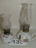 Vintage Porcelain Floral Small Oil Lamps