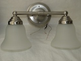Brushed Nickel Double Light Fixture W/Frosted Globes