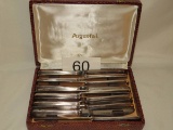 French Argental 12 Piece Knife Set W/Satin Lined Case