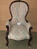 Vintage Elegant Ornately Carved Chair W/Casters